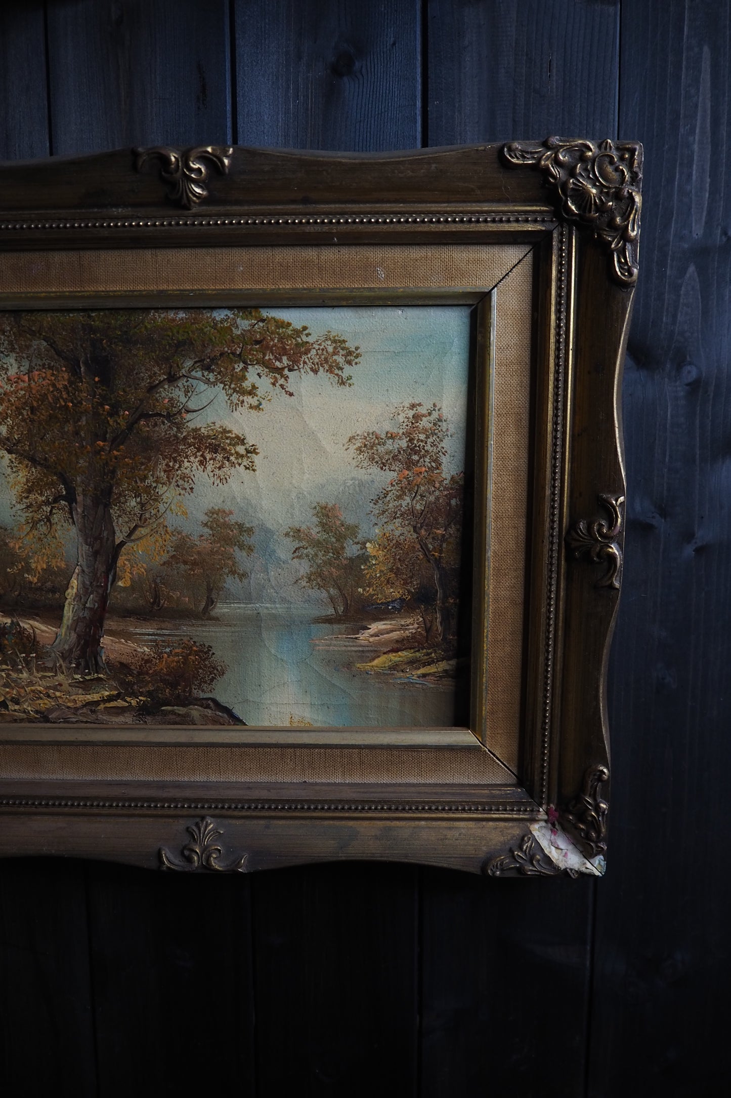 Vintage 1970s Landscape Oil Paintings – Pair in Ornate Gold Frames