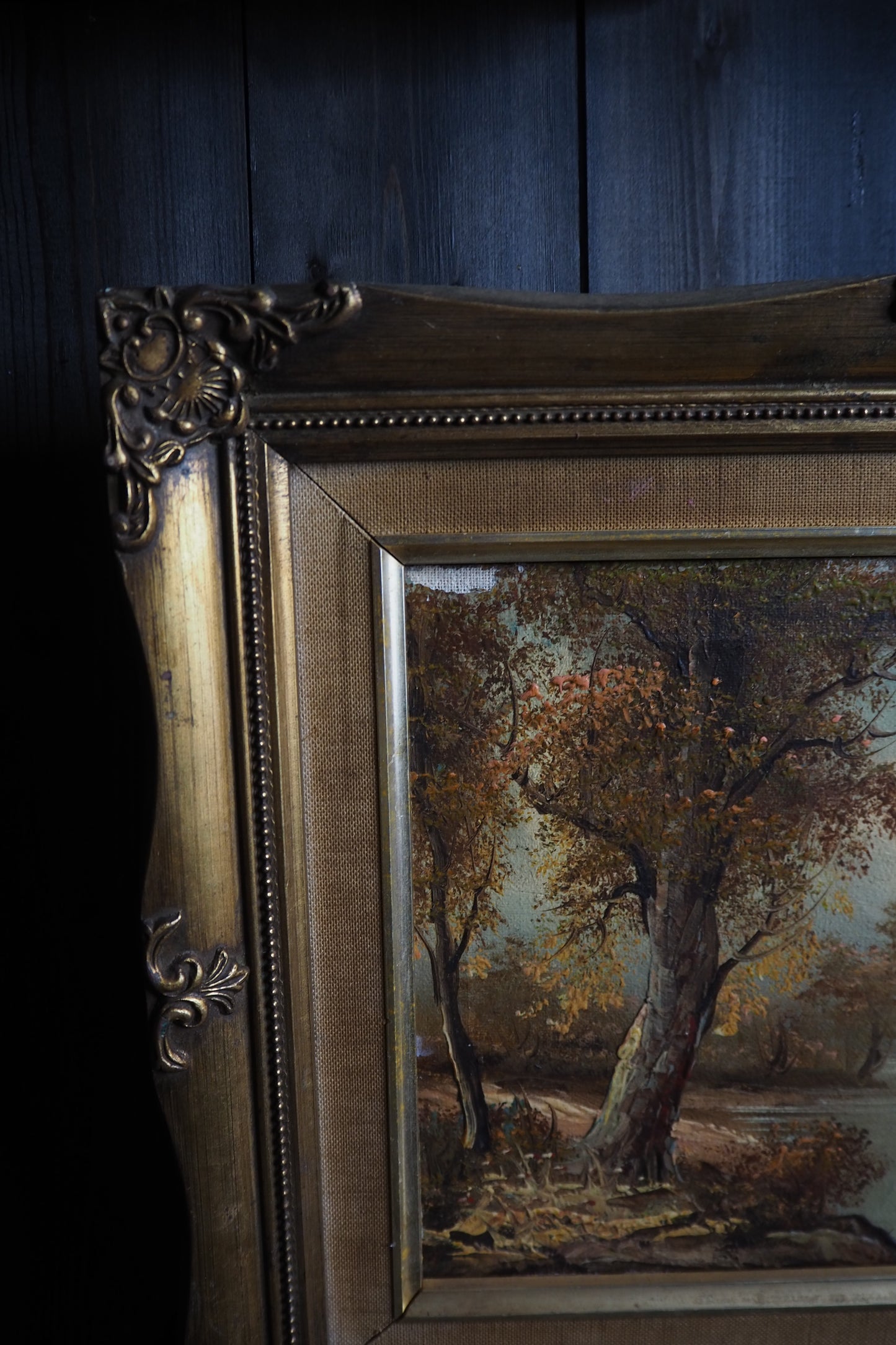 Vintage 1970s Landscape Oil Paintings – Pair in Ornate Gold Frames