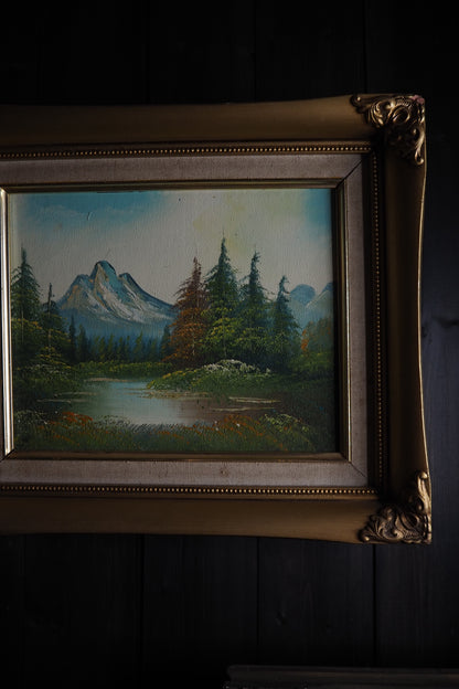 Vintage 1970s Landscape Oil Paintings – Pair in Ornate Gold Frames