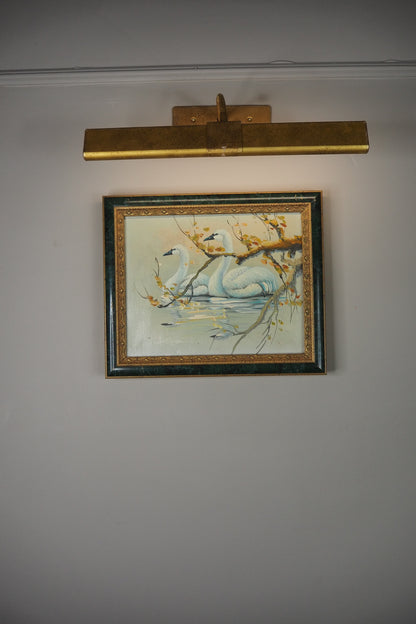 Grace Upon the Water" – Signed Mid-Century Oil Painting of a Swan