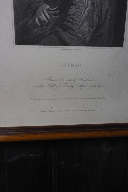 Set of 3 Antique Framed Portrait Engravings Prints  – Sir Walter Scott, Edward Jenner & John Dryden