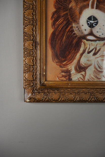 Loyal Eyes- Vintage Soul Dog Oil Painting in Gilt Frame
