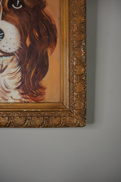Loyal Eyes- Vintage Soul Dog Oil Painting in Gilt Frame