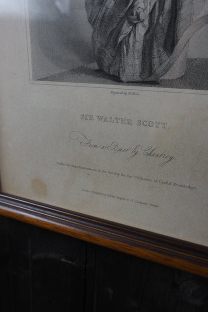 Set of 3 Antique Framed Portrait Engravings Prints  – Sir Walter Scott, Edward Jenner & John Dryden