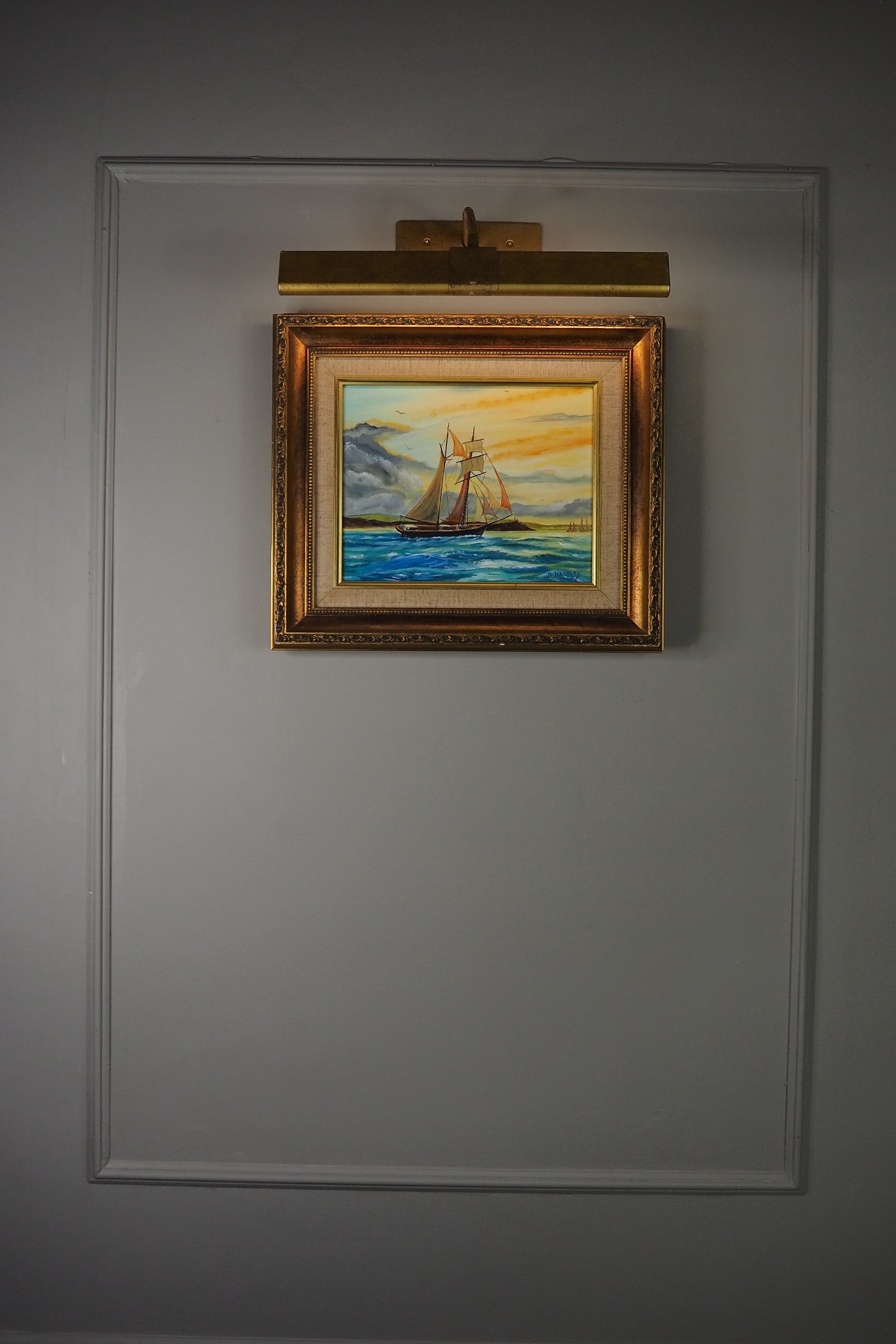 Oil Painting in Ornate Gold Gilt Frame by B. Hartley