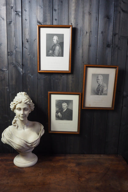 Set of 3 Antique Framed Portrait Engravings Prints  – Sir Walter Scott, Edward Jenner & John Dryden