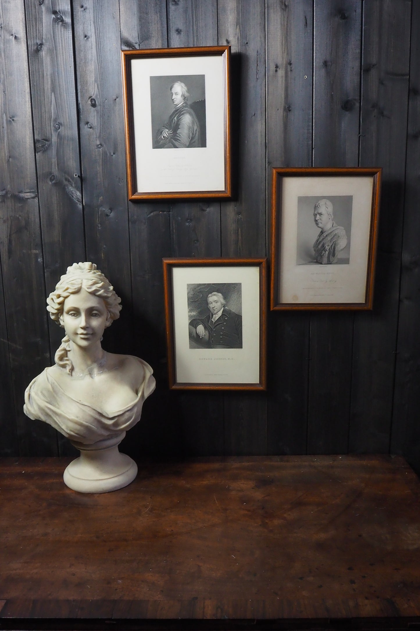 Set of 3 Antique Framed Portrait Engravings Prints  – Sir Walter Scott, Edward Jenner & John Dryden