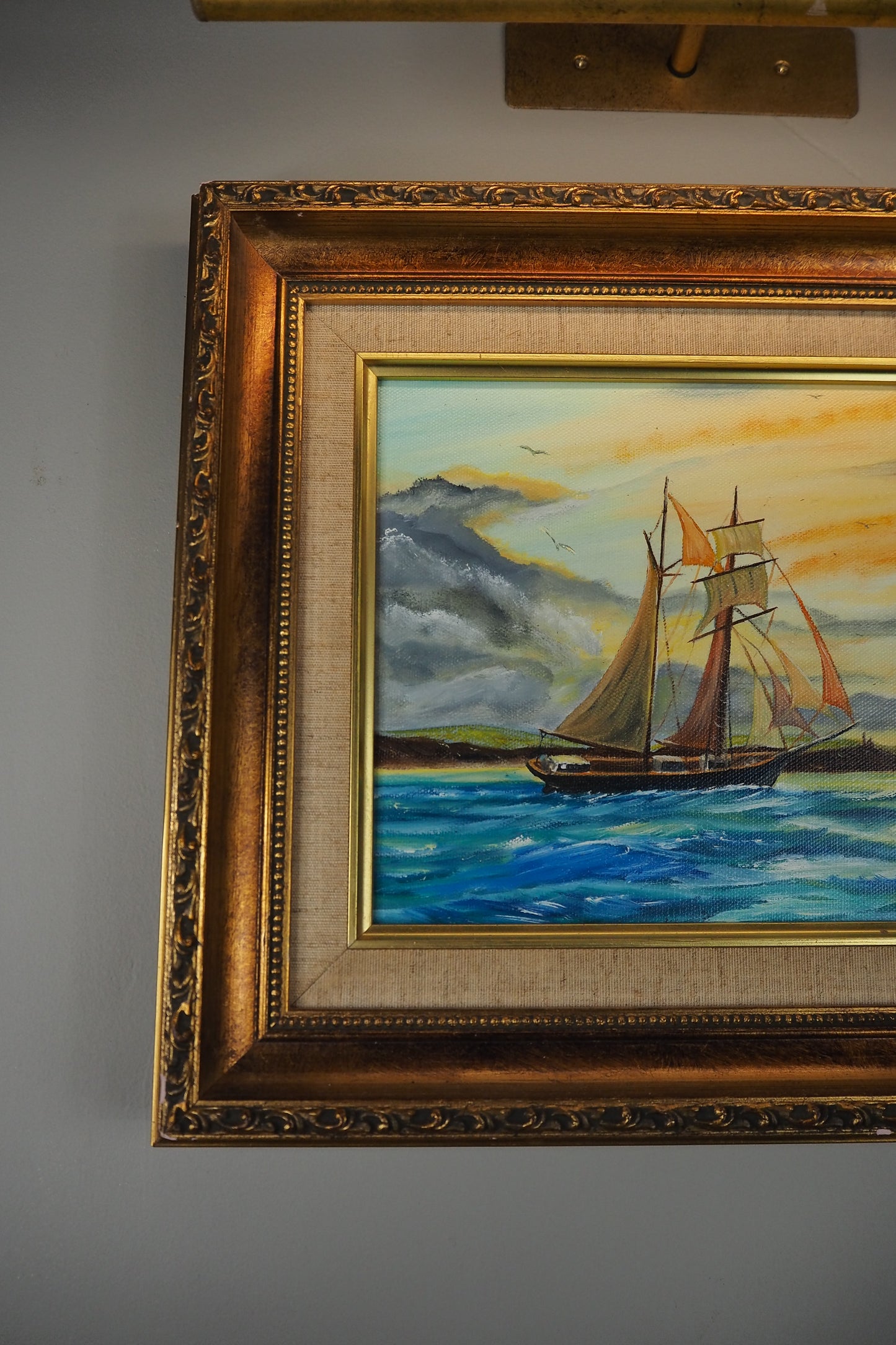 Oil Painting in Ornate Gold Gilt Frame by B. Hartley