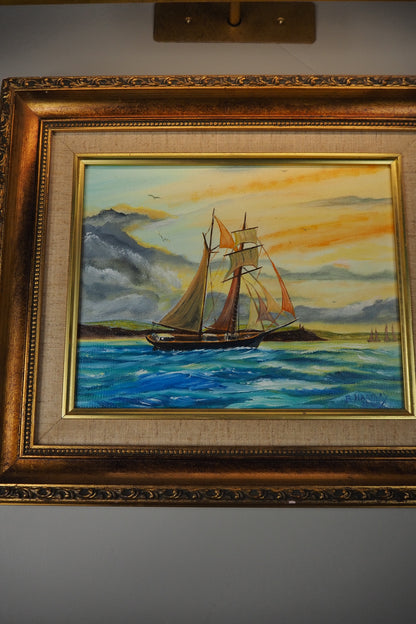 Oil Painting in Ornate Gold Gilt Frame by B. Hartley