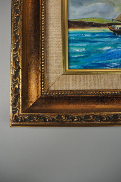 Oil Painting in Ornate Gold Gilt Frame by B. Hartley