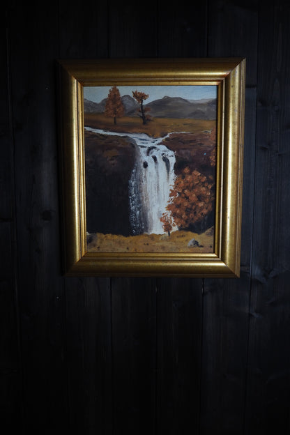 Golden Season – Vintage Autumn Oil Painting in Gilt Frame