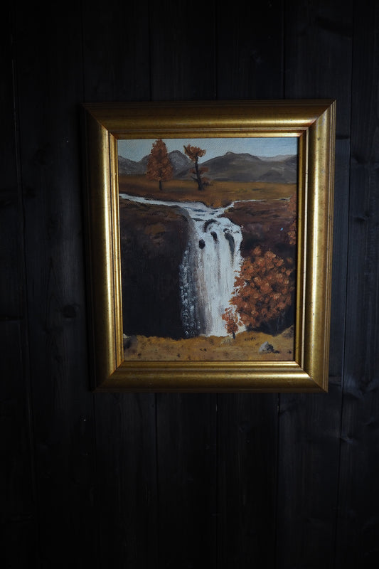 Golden Season – Vintage Autumn Oil Painting in Gilt Frame