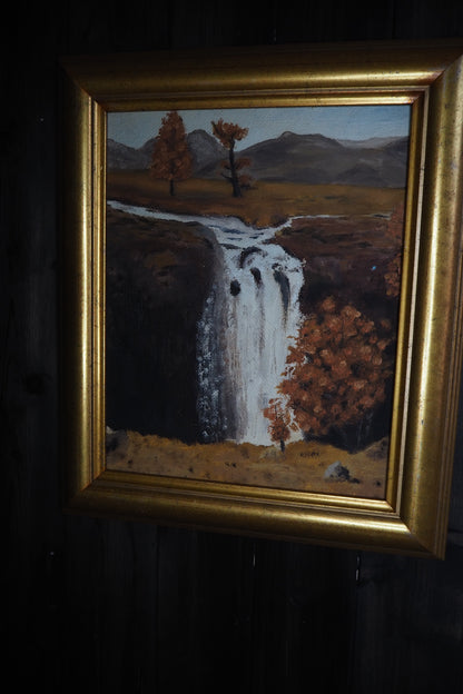 Golden Season – Vintage Autumn Oil Painting in Gilt Frame
