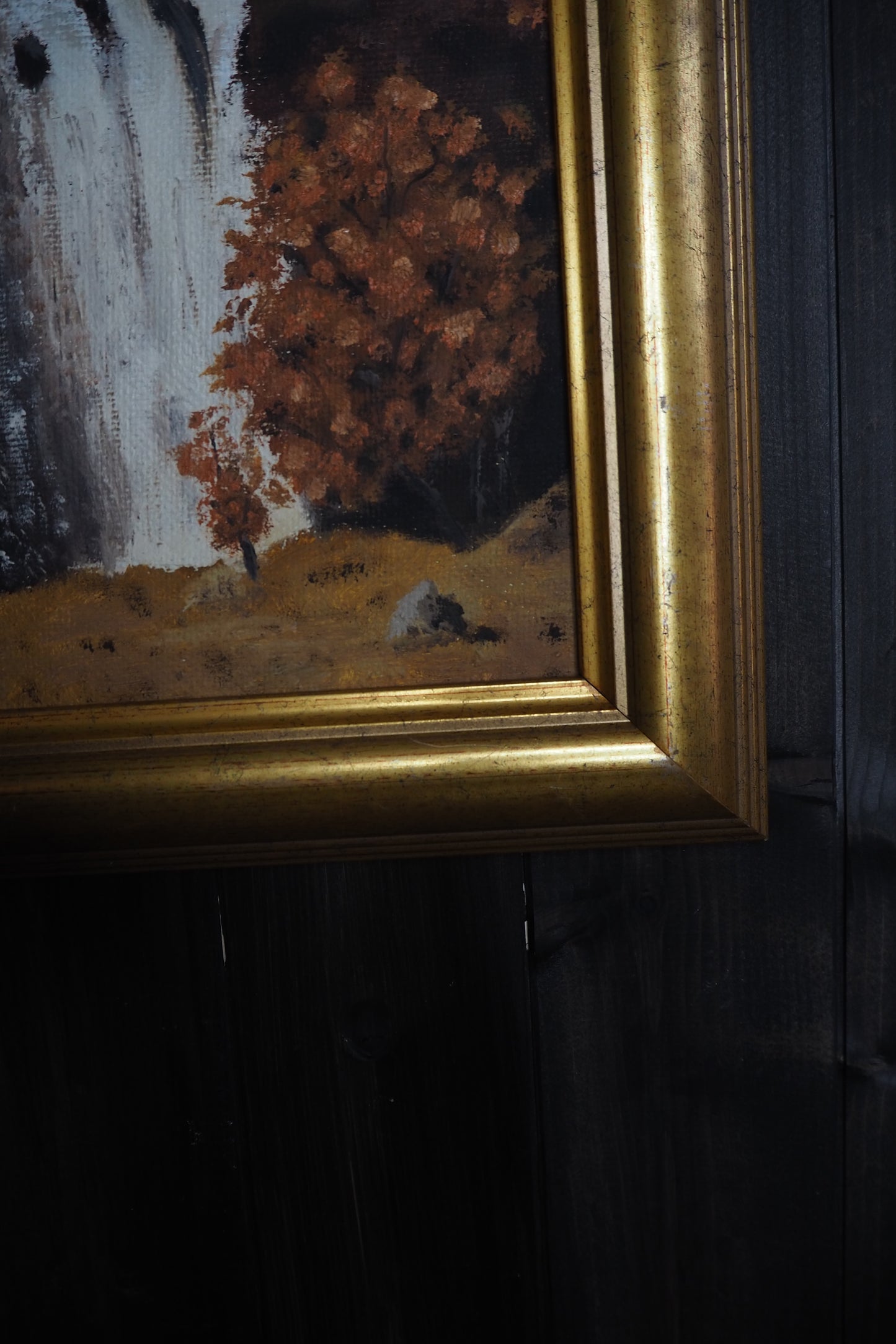 Golden Season – Vintage Autumn Oil Painting in Gilt Frame