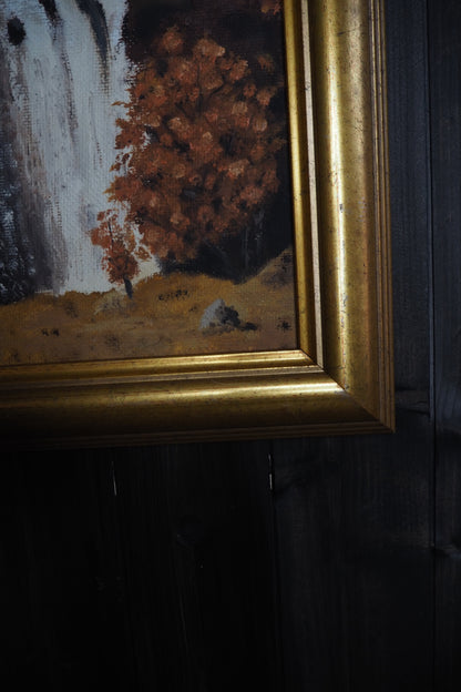 Golden Season – Vintage Autumn Oil Painting in Gilt Frame