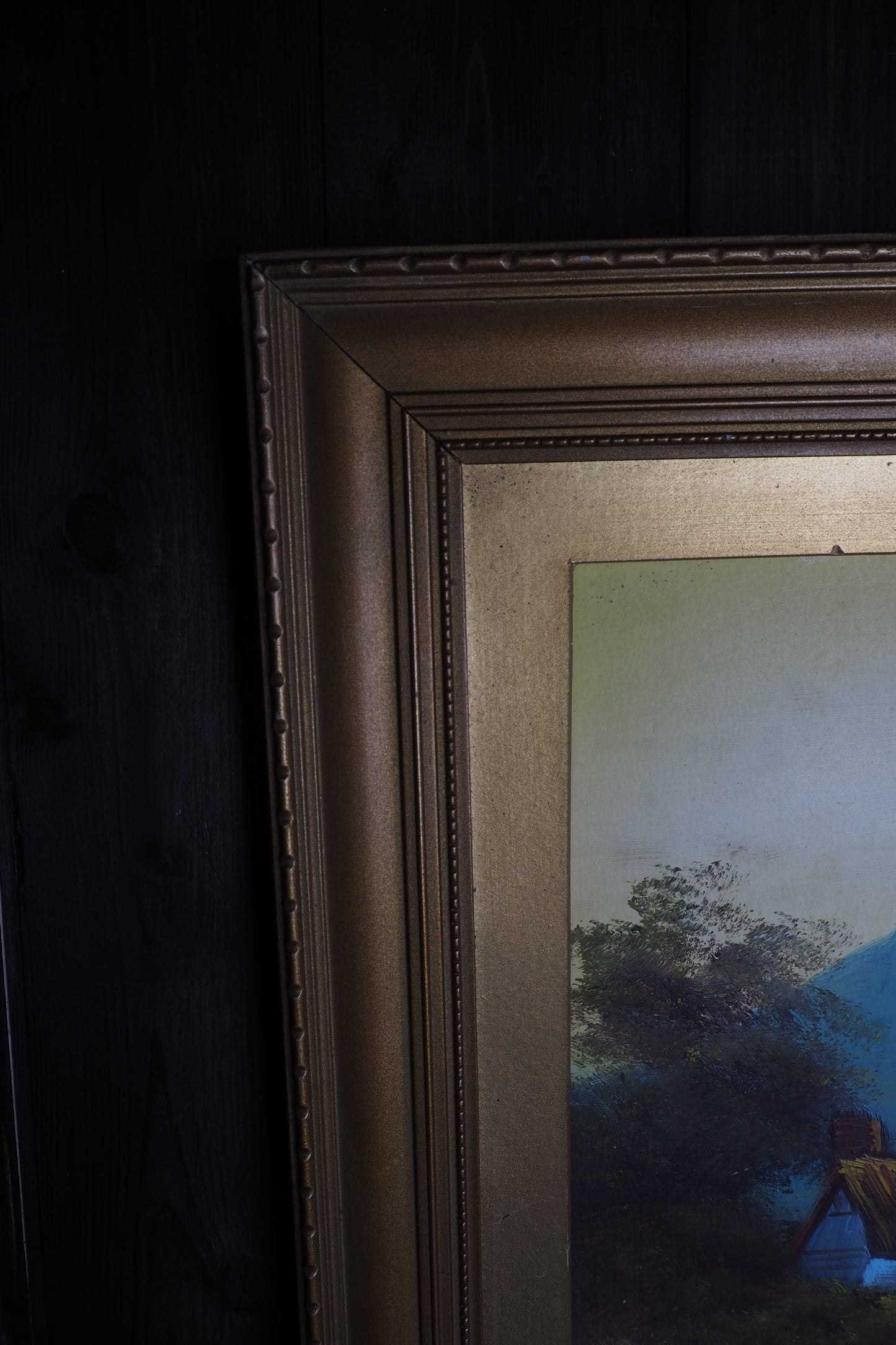 Landscape Oil Painting – Solitary House in Mountain Field