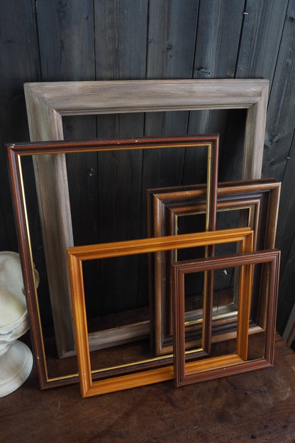 Vintage Mix of Wooden Frame Collection– Job lot ( 5 )- Rustic Wall Set