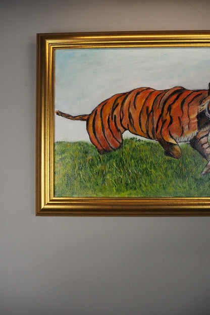 Regal Stripes – Vintage Tiger Portrait Oil Painting  by N.G. Reynolds