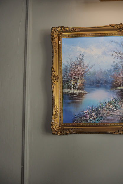 Lady by the Lake - Impressionist Oil Painting by P. Minton