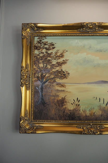 The Lake by M. Lonsdale (1969)-Signed Vintage Oil Painting