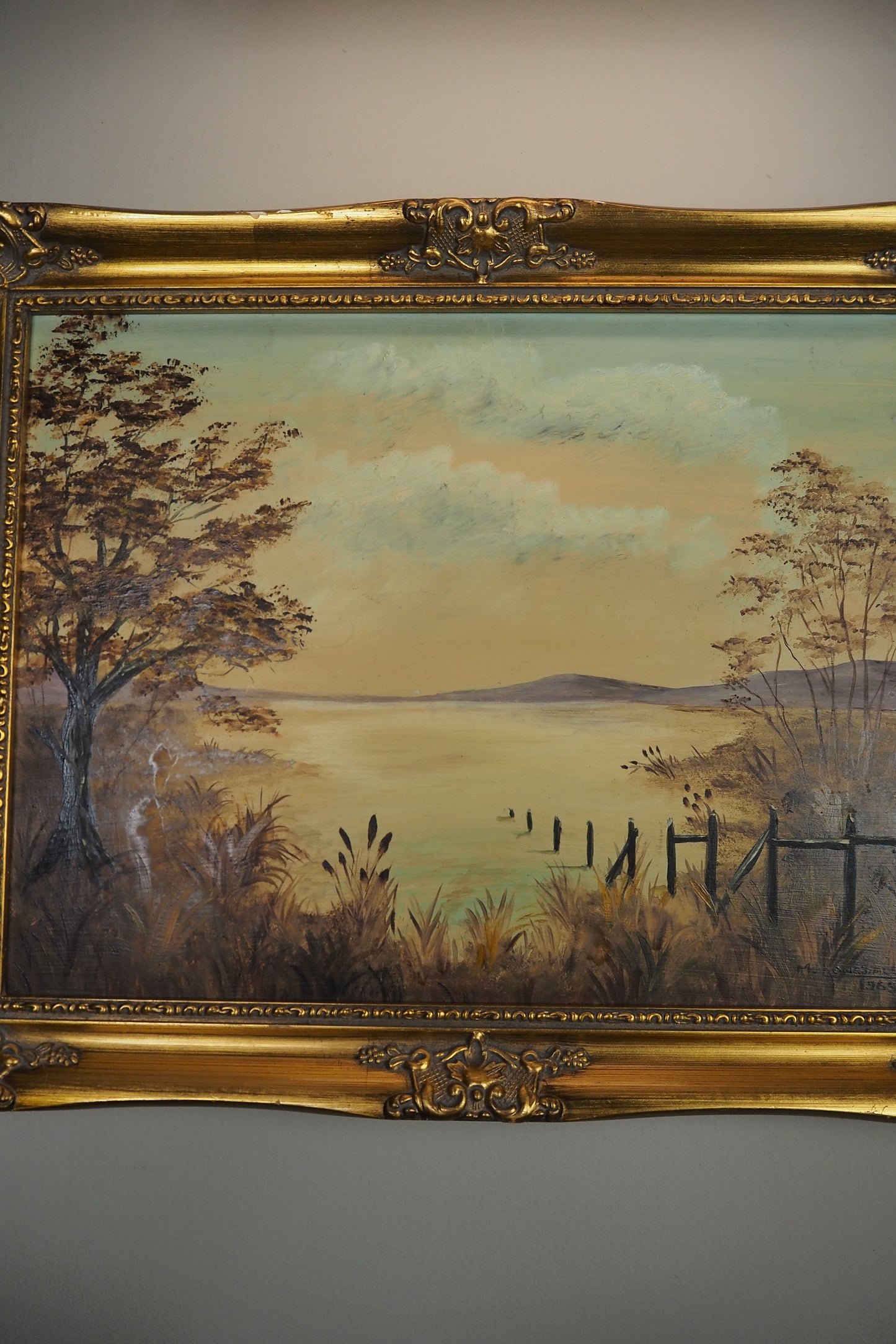 The Lake by M. Lonsdale (1969)-Signed Vintage Oil Painting