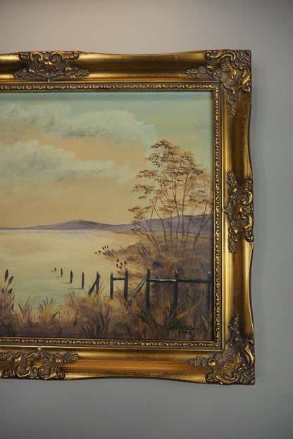 The Lake by M. Lonsdale (1969)-Signed Vintage Oil Painting