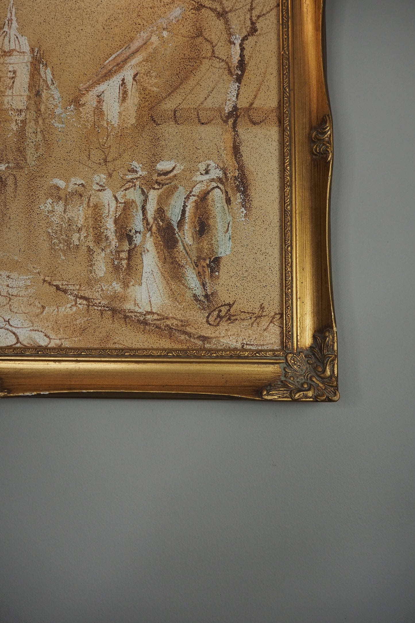 Vintage Original Boris Chezar Oil - Mid Century Sand Painting