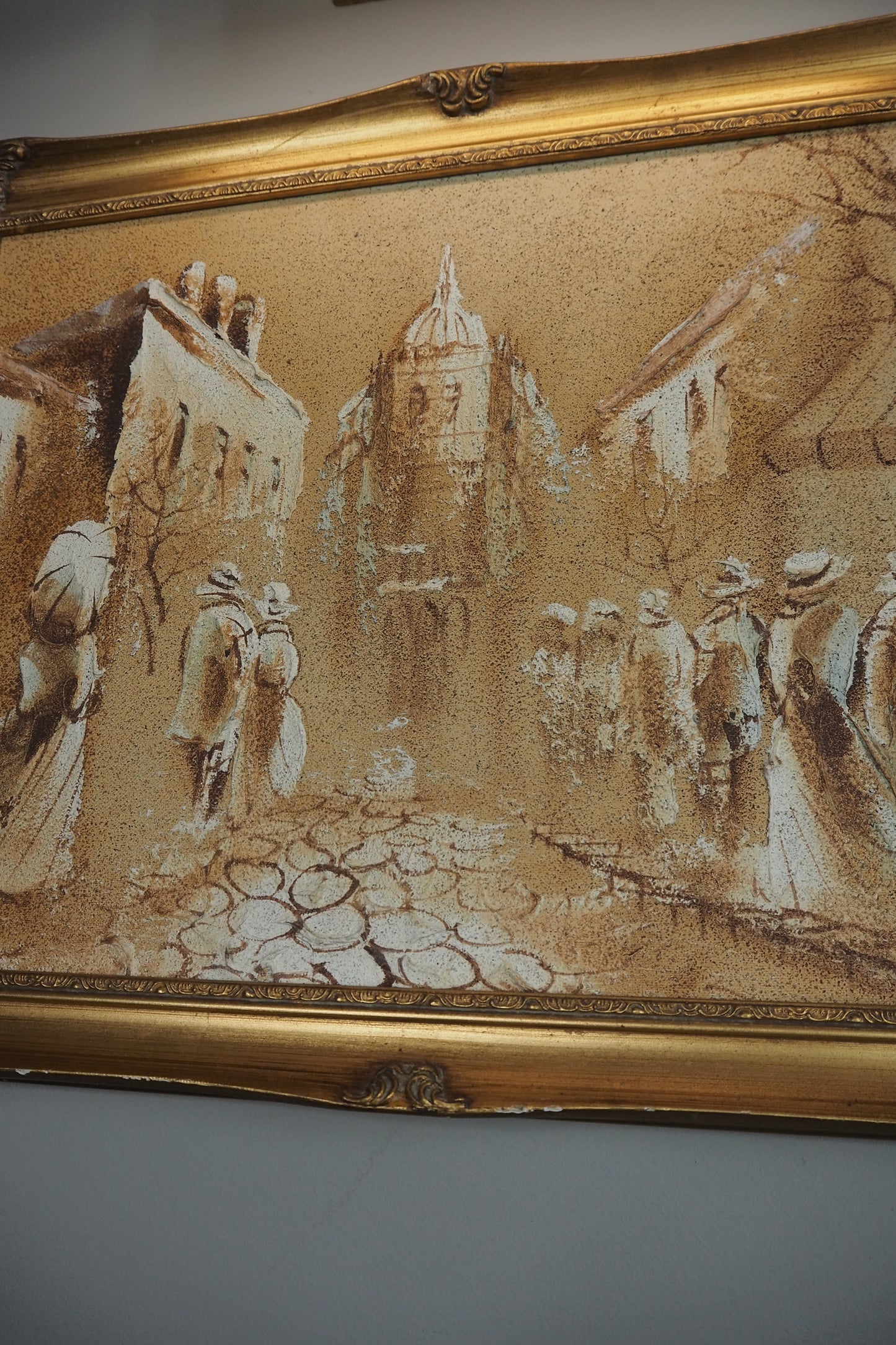 Vintage Original Boris Chezar Oil - Mid Century Sand Painting
