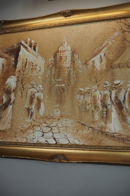 Vintage Original Boris Chezar Oil - Mid Century Sand Painting