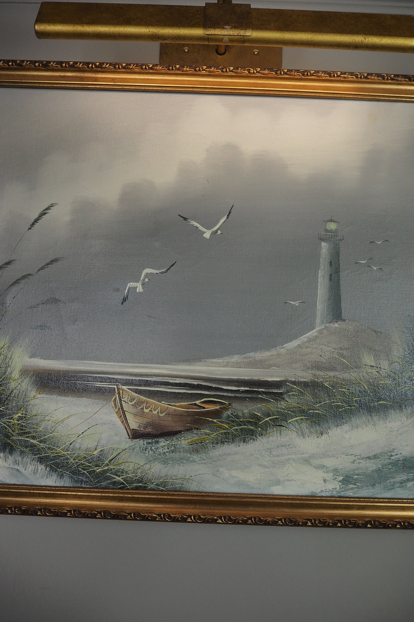 Vintage Lighthouse Seascape Scenery Oil Paintings - Coastal Wall Art