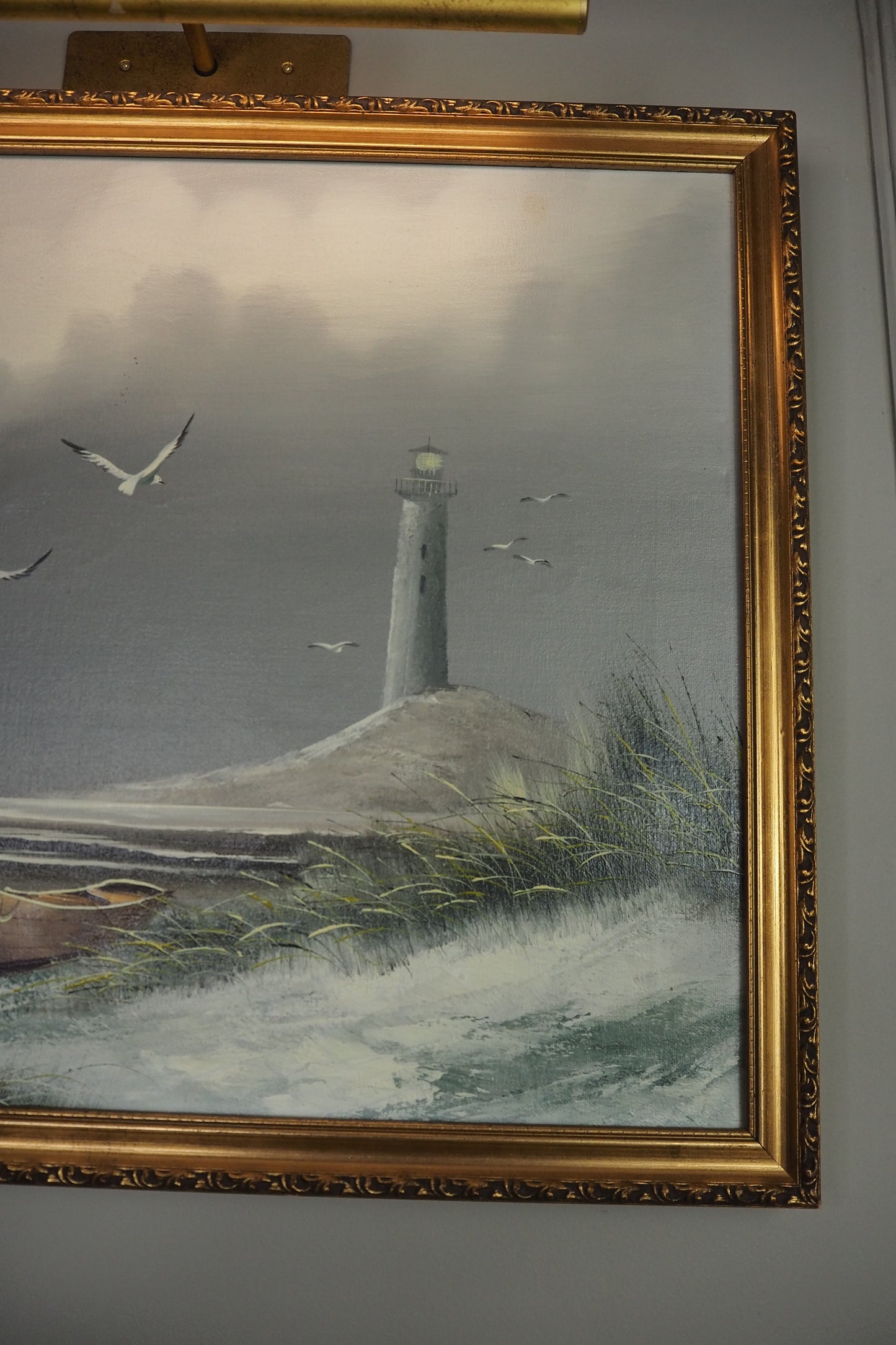 Vintage Lighthouse Seascape Scenery Oil Paintings - Coastal Wall Art