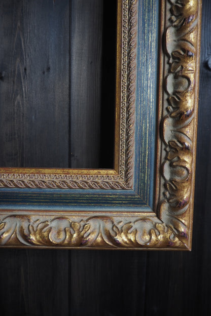 The Blois- Antique Gold Baroque Ornate Green & Gold Marble-Effect Frame