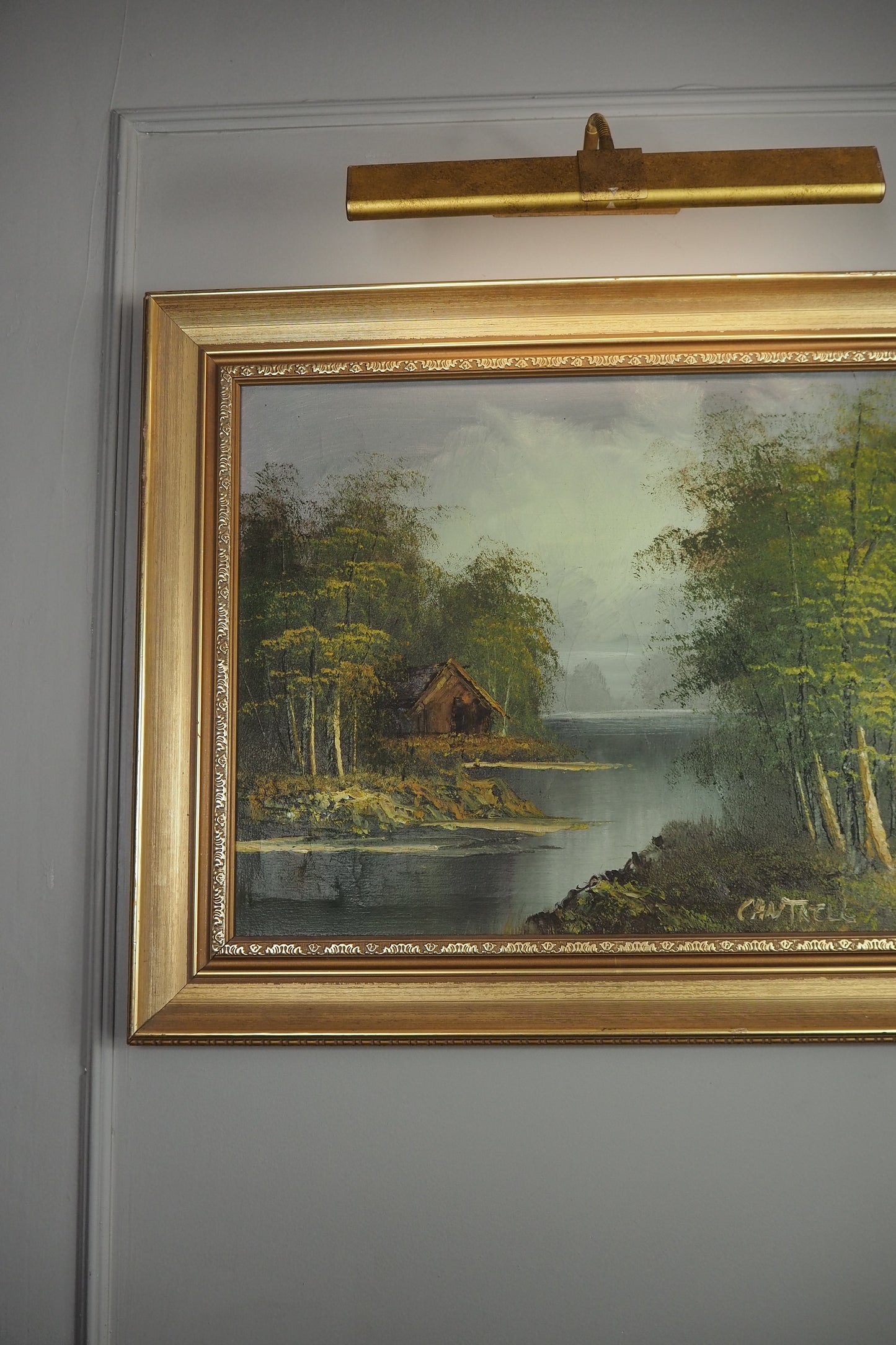Vintage Mid-Century Oil Painting –  Forest Landscape by Phillip Cantrell