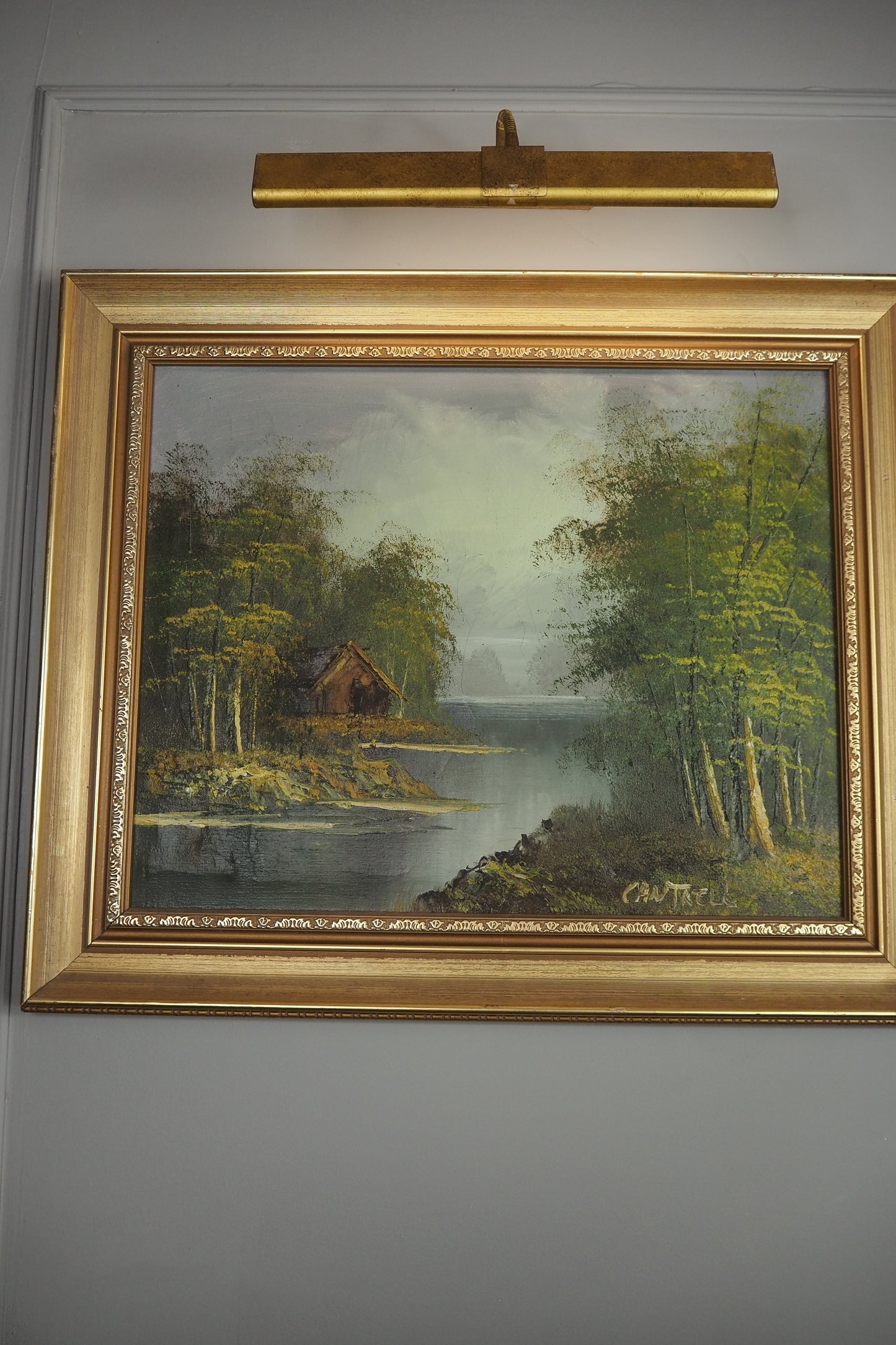 Vintage Mid-Century Oil Painting –  Forest Landscape by Phillip Cantrell