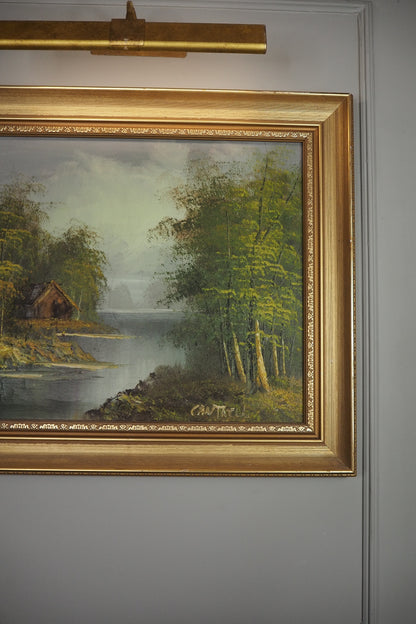 Vintage Mid-Century Oil Painting –  Forest Landscape by Phillip Cantrell