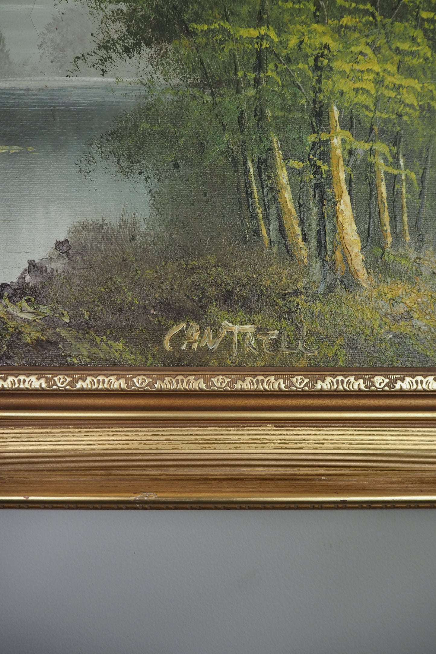 Vintage Mid-Century Oil Painting –  Forest Landscape by Phillip Cantrell