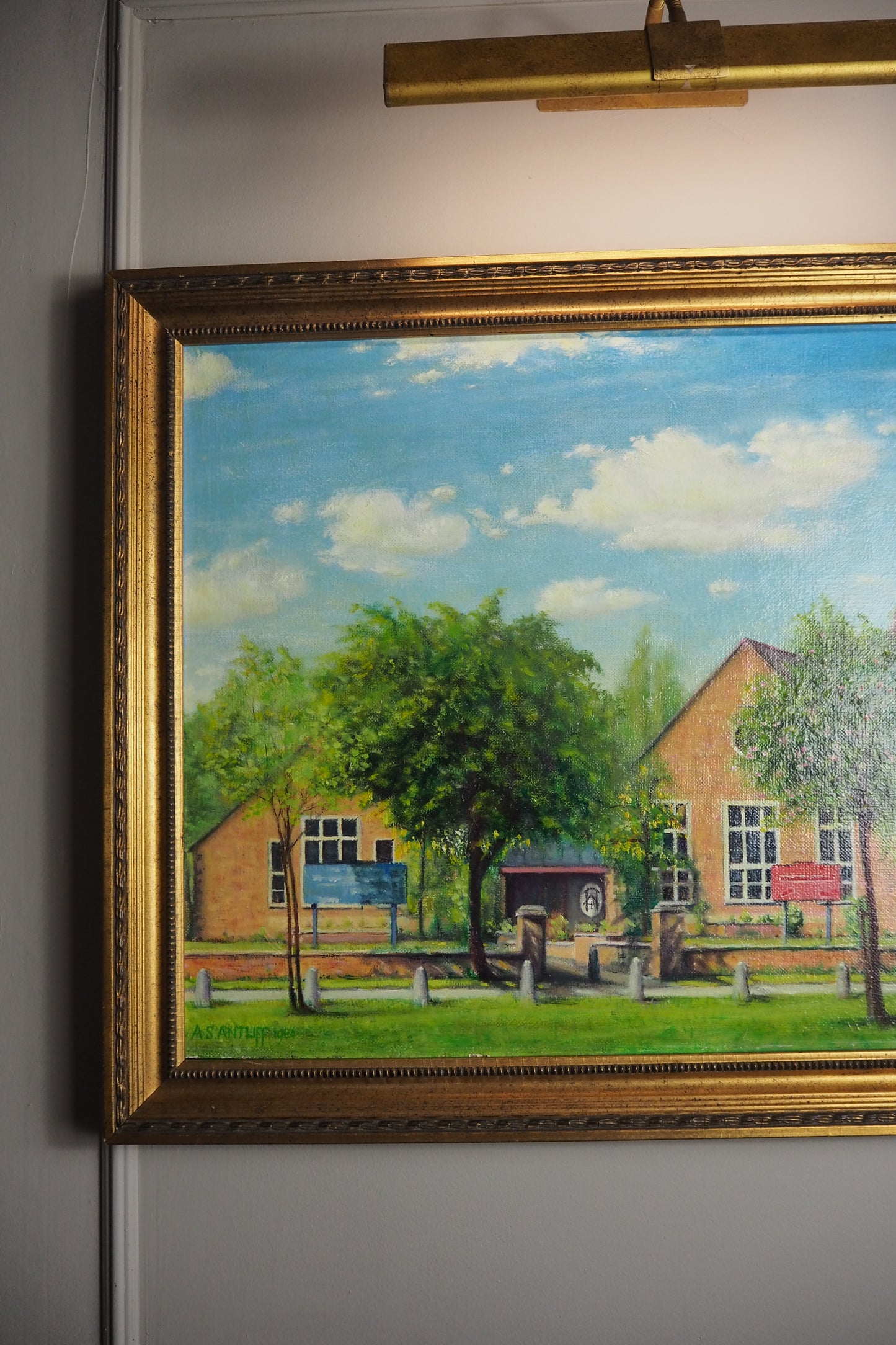 Large Vintage Colourful Landscape Oil paining by A S ANTLIFF