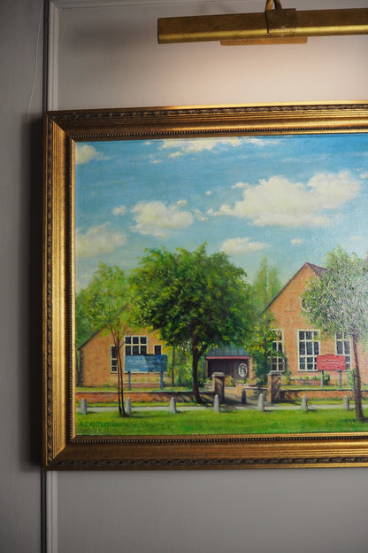 Large Vintage Colourful Landscape Oil paining by A S ANTLIFF