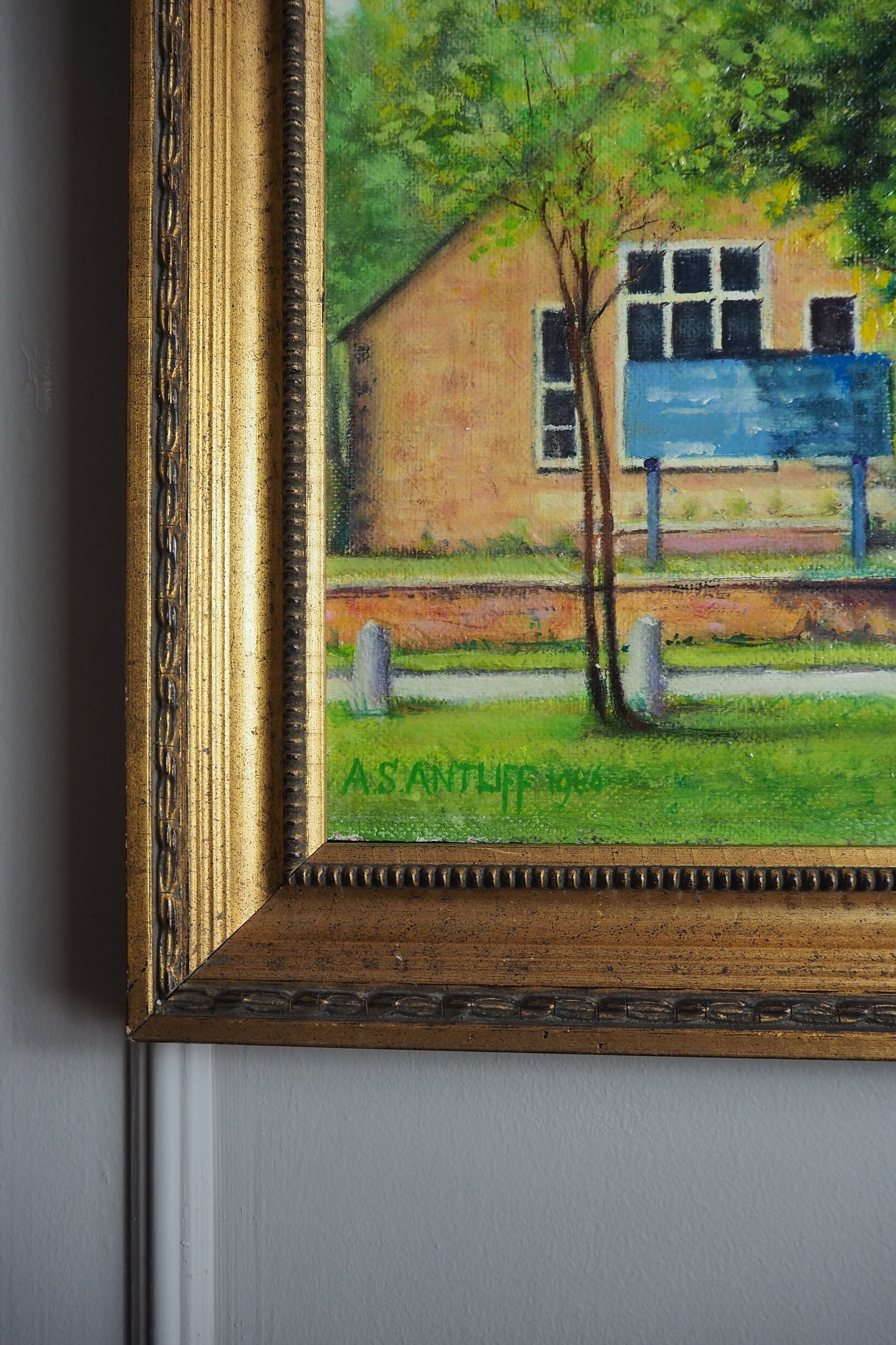 Large Vintage Colourful Landscape Oil paining by A S ANTLIFF