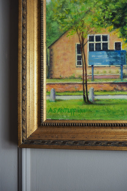 Large Vintage Colourful Landscape Oil paining by A S ANTLIFF