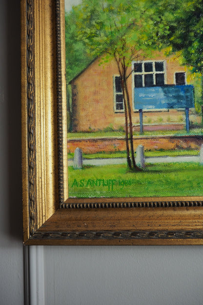 Large Vintage Colourful Landscape Oil paining by A S ANTLIFF