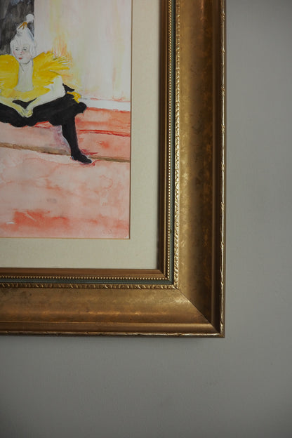 Watercolour Painting  of "The Seated Clowness" by Henri de Toulouse-Lautrec