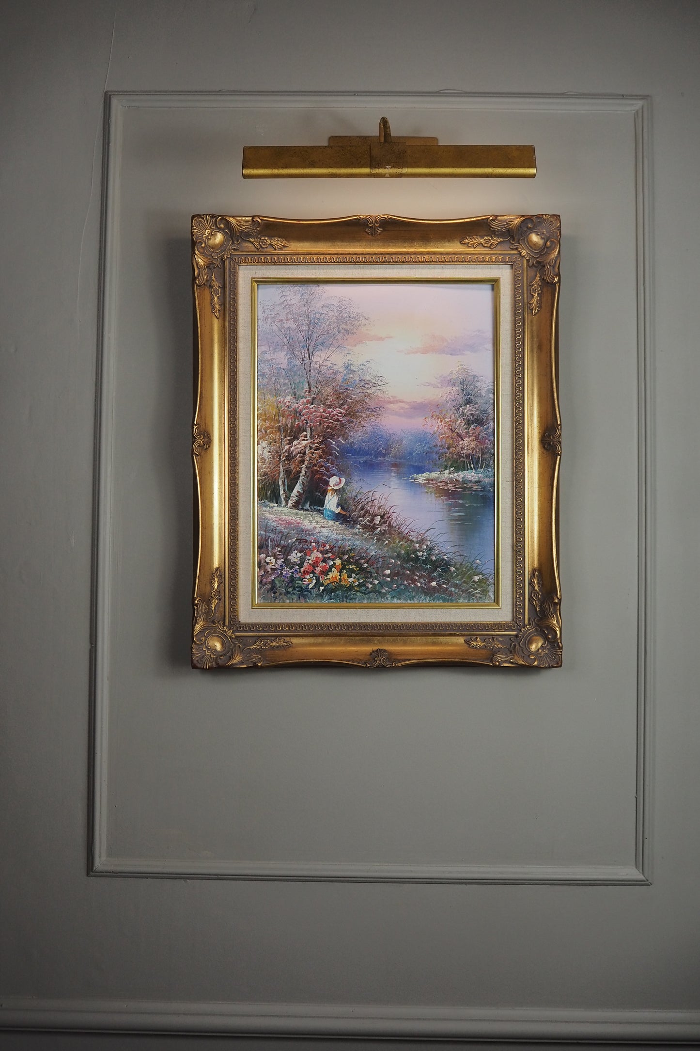 Fishing Girl- Impressionist Oil Painting by P. Minton