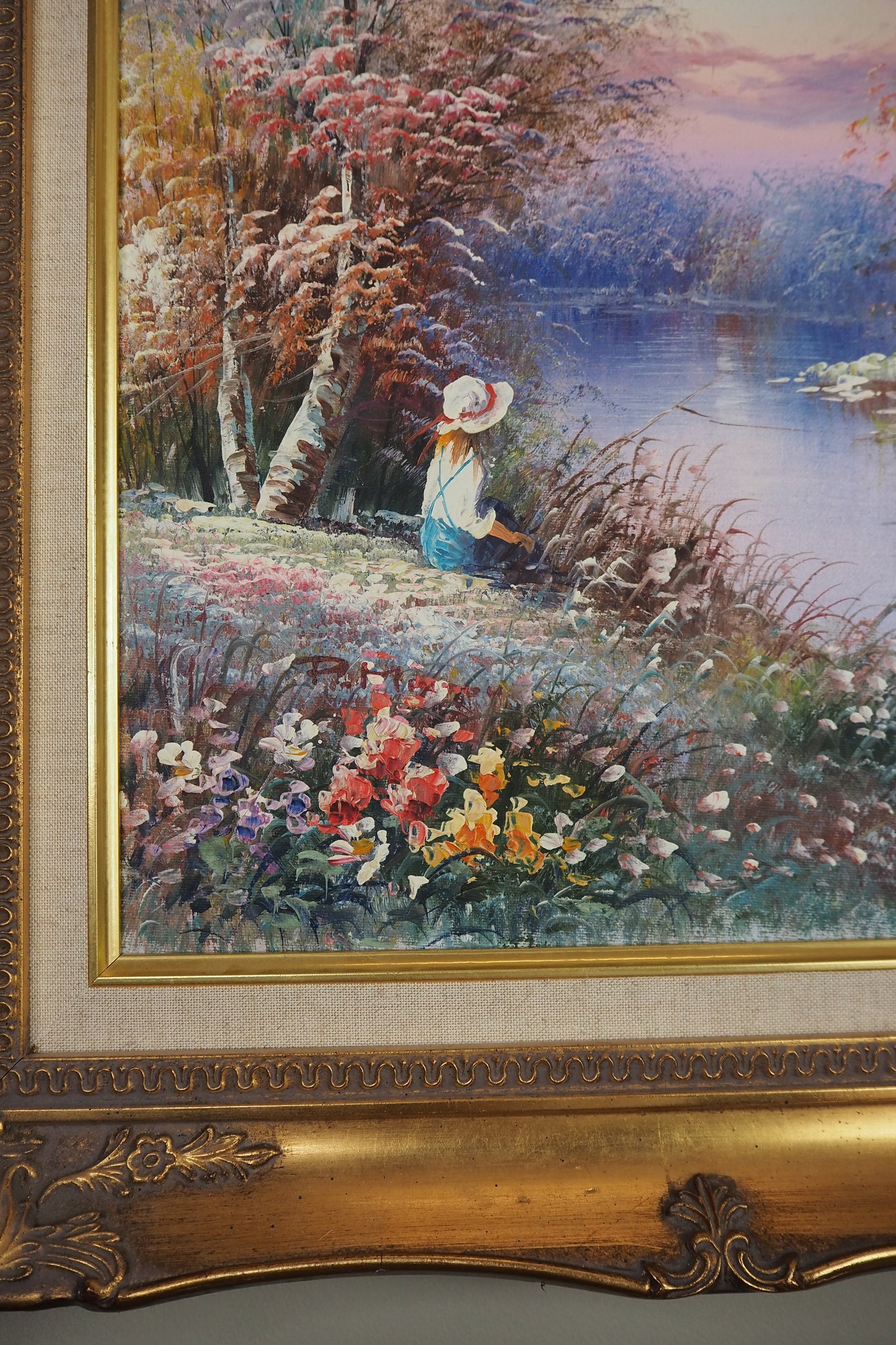 Fishing Girl- Impressionist Oil Painting by P. Minton