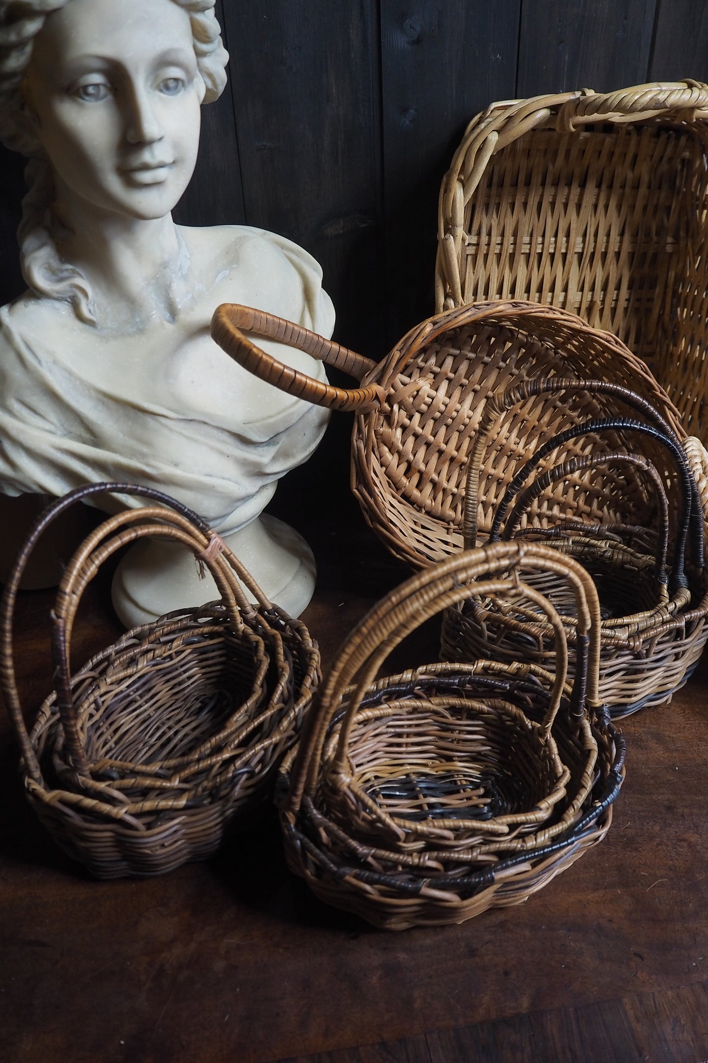 Rustic Farmhouse Wicker Basket Collection - Vintage Baskets