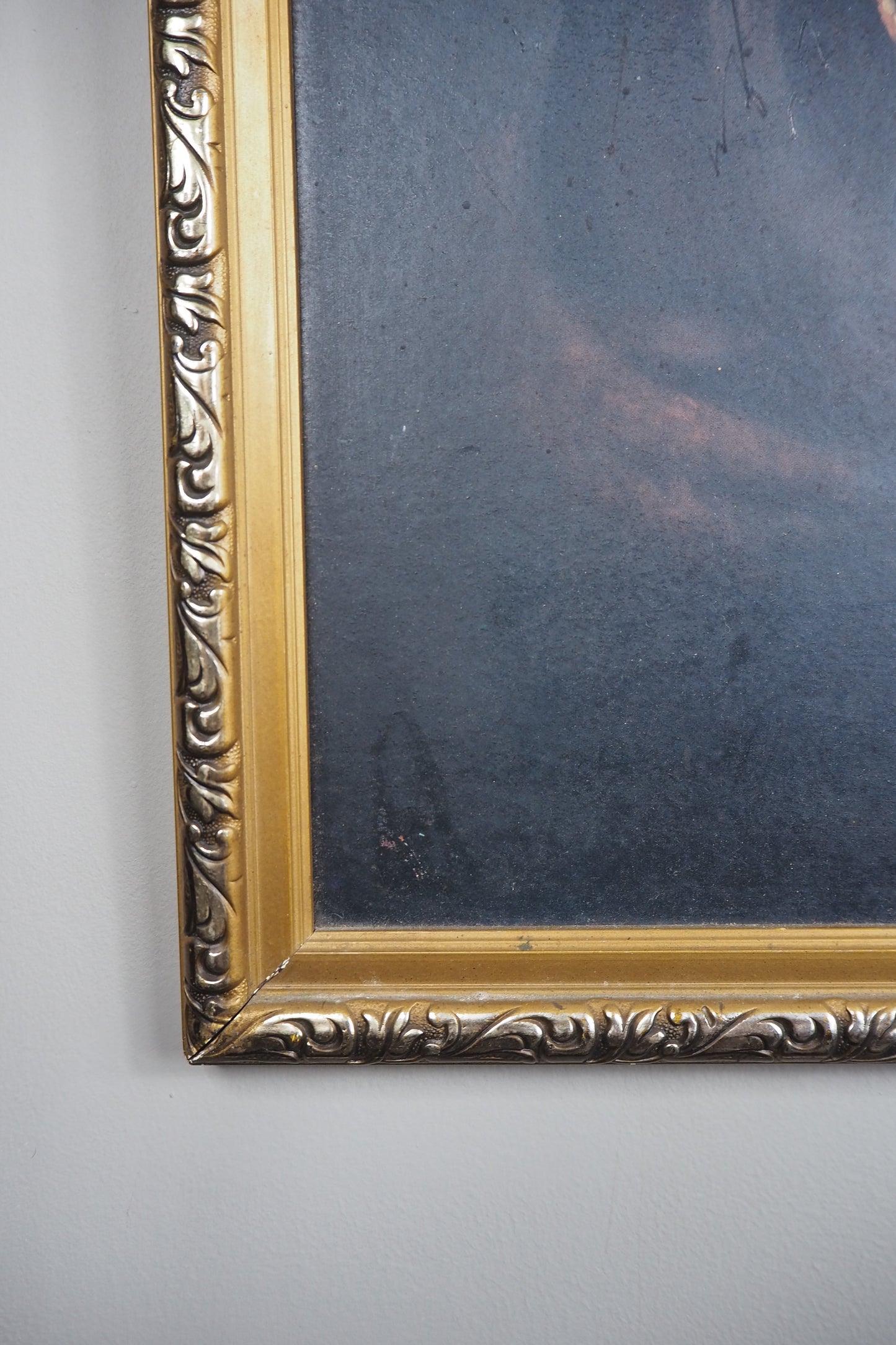 Vintage Textured Print - Country Boy in a Gold Gilt Frame