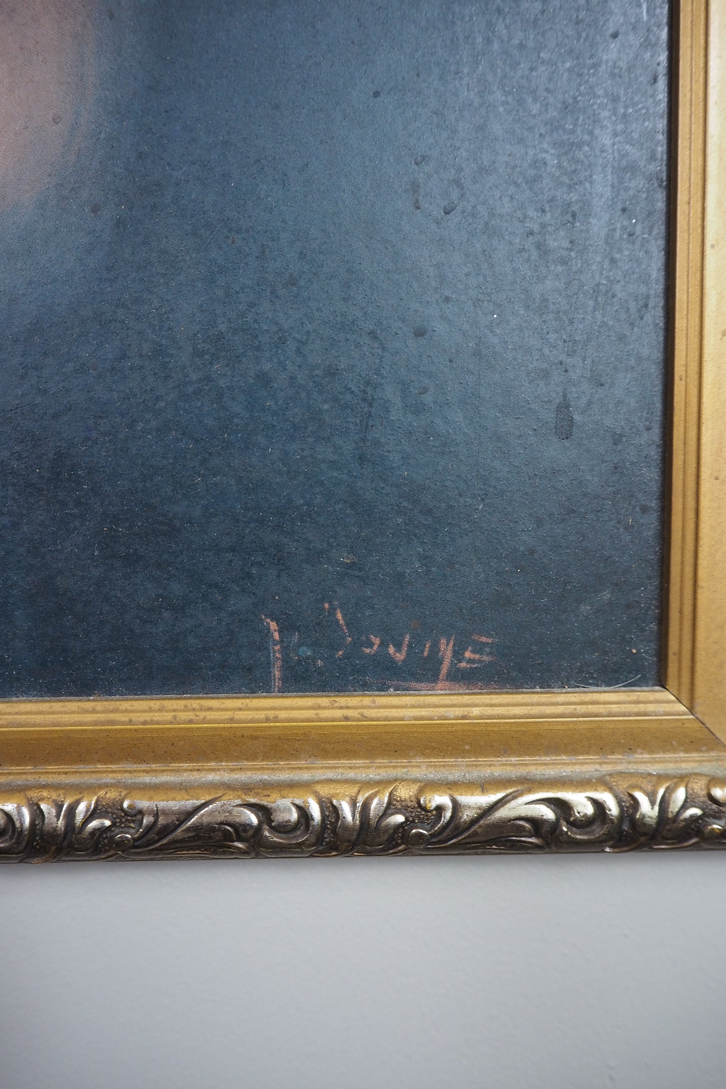 Vintage Textured Print - Country Boy in a Gold Gilt Frame