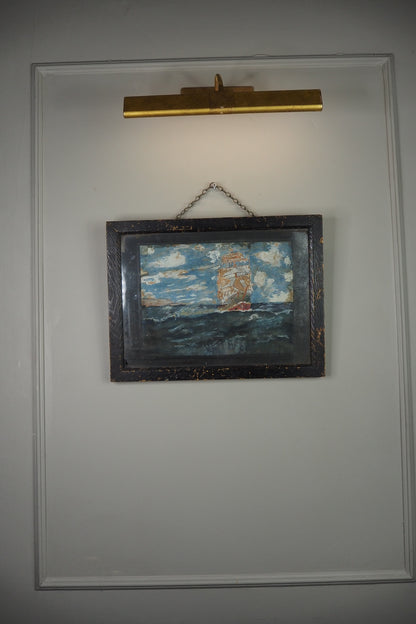 Rare Antique Maritime Oil Painting Signed J. Wells -19th Century Sailing Ship Artwork