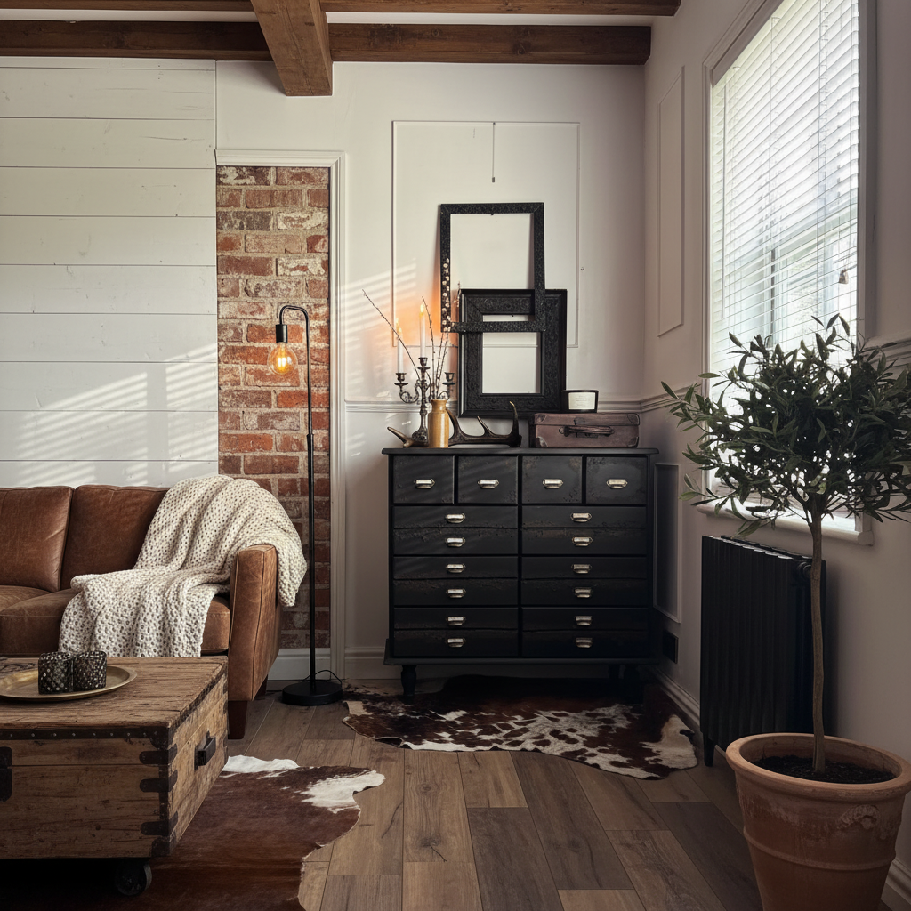 Black Apothecary Style Chest of Drawers |  Distressed Vintage Pine Dresser | | Rustic Storage Unit