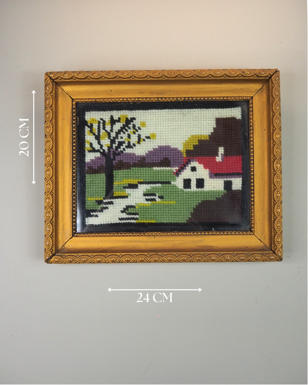 Hungarian Heritage Gobelin Embroidery | Framed Vintage Needlework Art